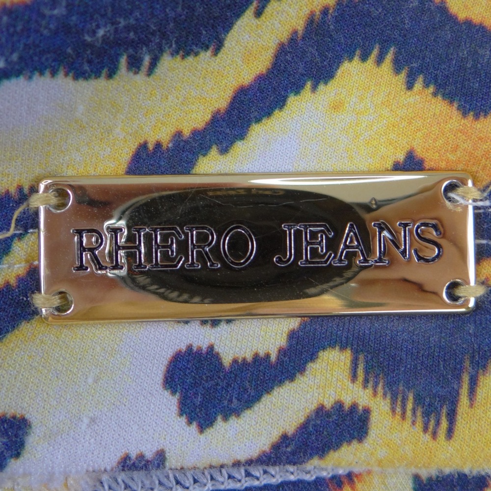 Rare Rhero Jeans Womens Tiger Print Tank Top Rhinestone Gold Hardware Racerback - Picture 4 of 8